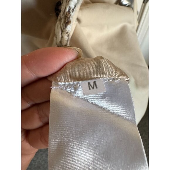 Schumacher Cream Ivory Button Trench Coat Women's Medium knit Trim  j2 - Picture 6 of 9